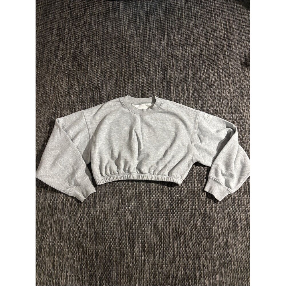 Alo Yoga Devotion Sweatshirt Cropped Heathered Grey Size Small